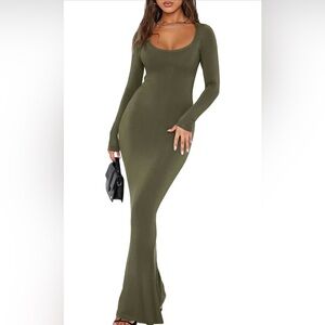 Elegant Olive Green Maxi Dress